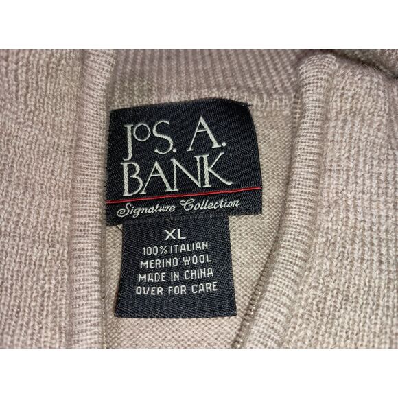 JOS A. Bank, Signature Collection, Beige 1/4 Inch Zipper Wool Sweater, Men's XL - Picture 5 of 5